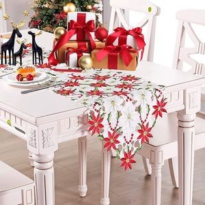 Christmas embroidered table runner 15*70”